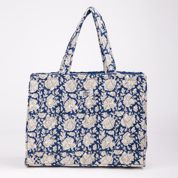Quilted Tote Bag - Stylish and Functional | Handmade | Shop Now | Blue Color