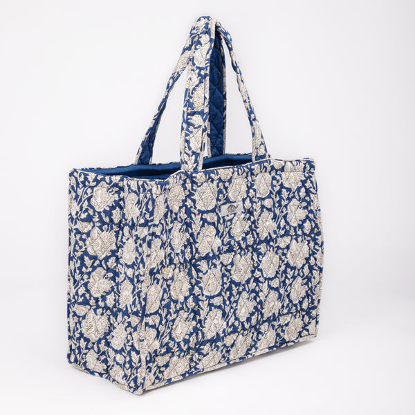 Quilted Tote Bag - Stylish and Functional | Handmade | Shop Now | Blue Color