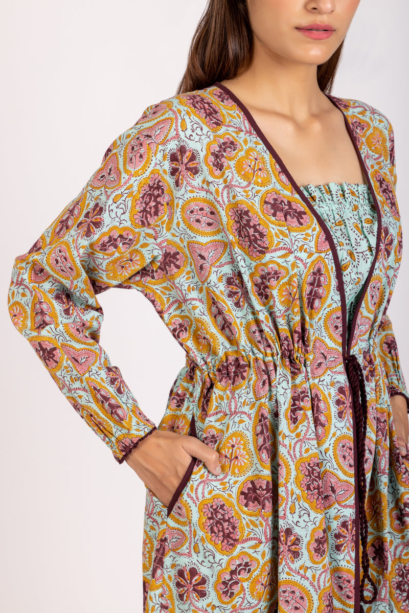 Isla Sleepwear and Loungewear - Hand printed - Floral High Waist Pajama Robe