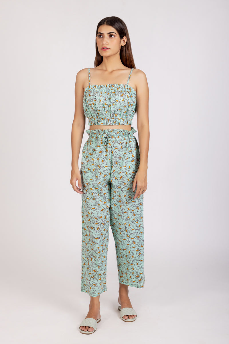 Isla Sleepwear and Loungewear -Beautiful Sleepwear Set | Crop Top and High Waist Pajama | Cotton Robe