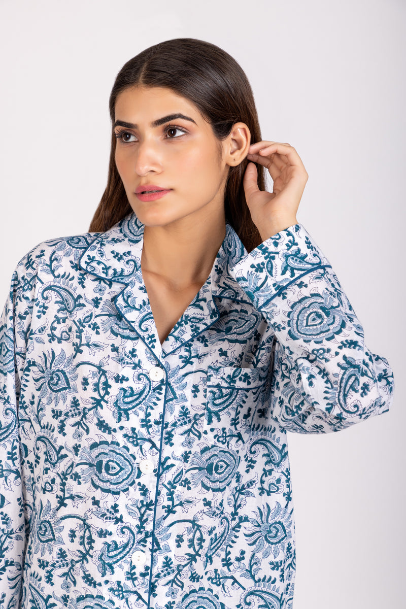 Coral sleepwear & Loungewear | printed PJ sets | Hand printed | Buy now