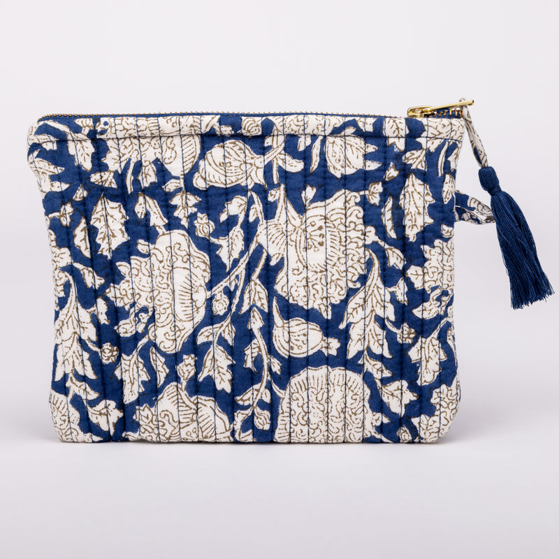 QUILTED POUCH BLUE