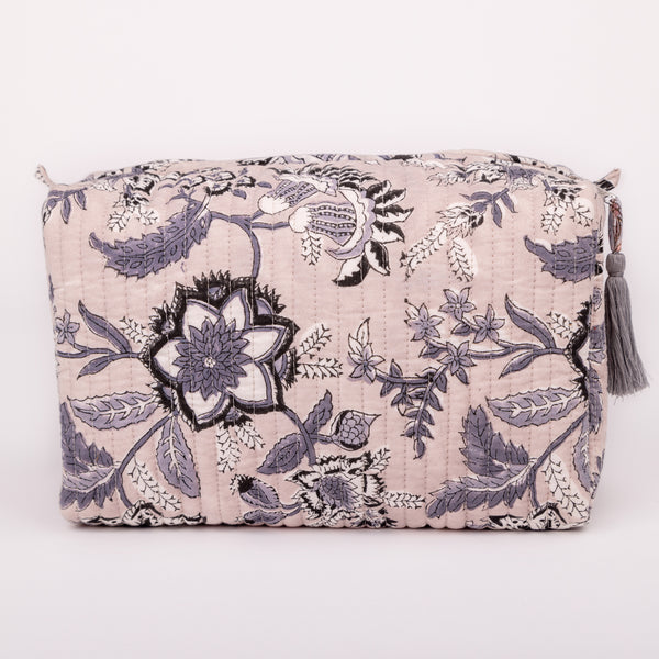 Quilted Wash Bag - Travel Essential | Leakproof | 100% Organic Cotton | Beige Color
