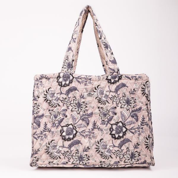 QUILTED TOTE BAG - Beige