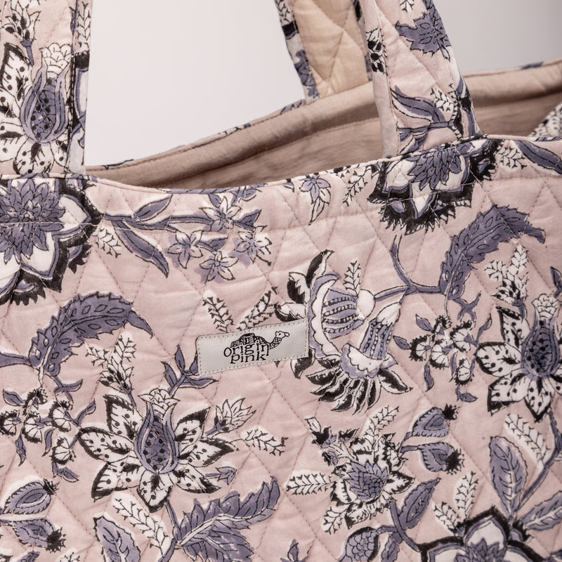 QUILTED TOTE BAG - Beige