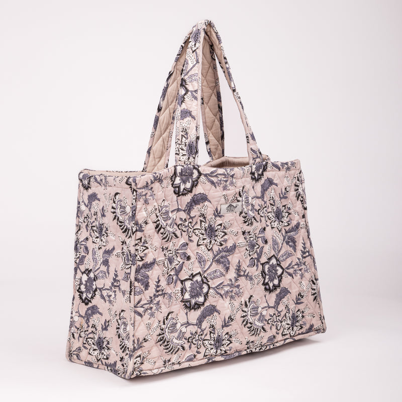 QUILTED TOTE BAG - Beige