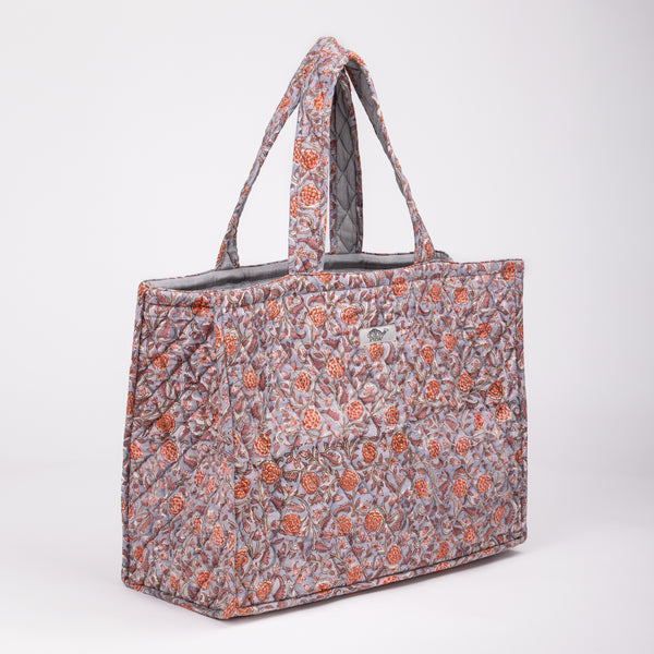 QUILTED TOTE BAG - Grey