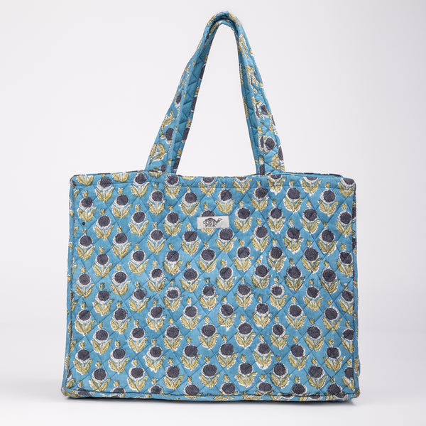QUILTED TOTE BAG - Teal