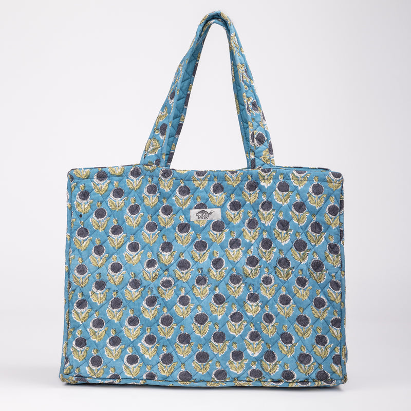 Quilted Tote Bag - Stylish and Functional | Handmade | Shop Now | Teal Color