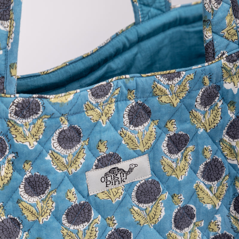Quilted Tote Bag - Stylish and Functional | Handmade | Shop Now | Teal Color