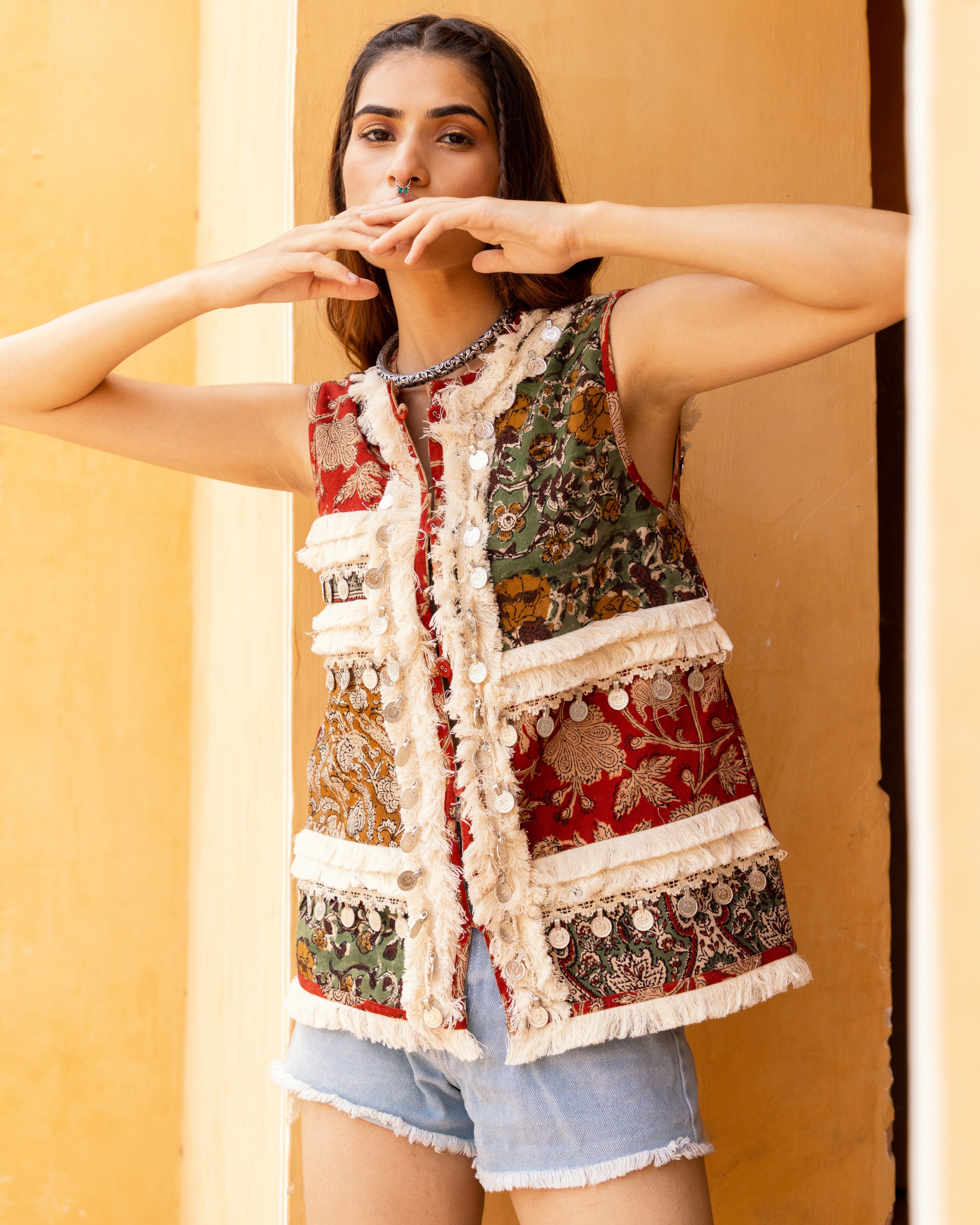 Eyelet Boho Floral Vest