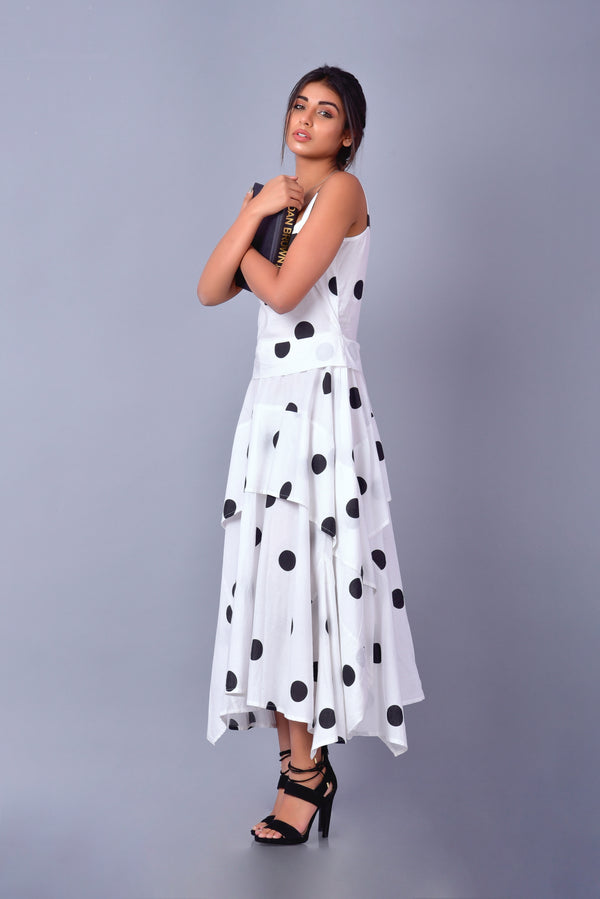 Hand Block Printed Polka Dot Dress | Organic Sustainable Fashion | Long Summer Dress