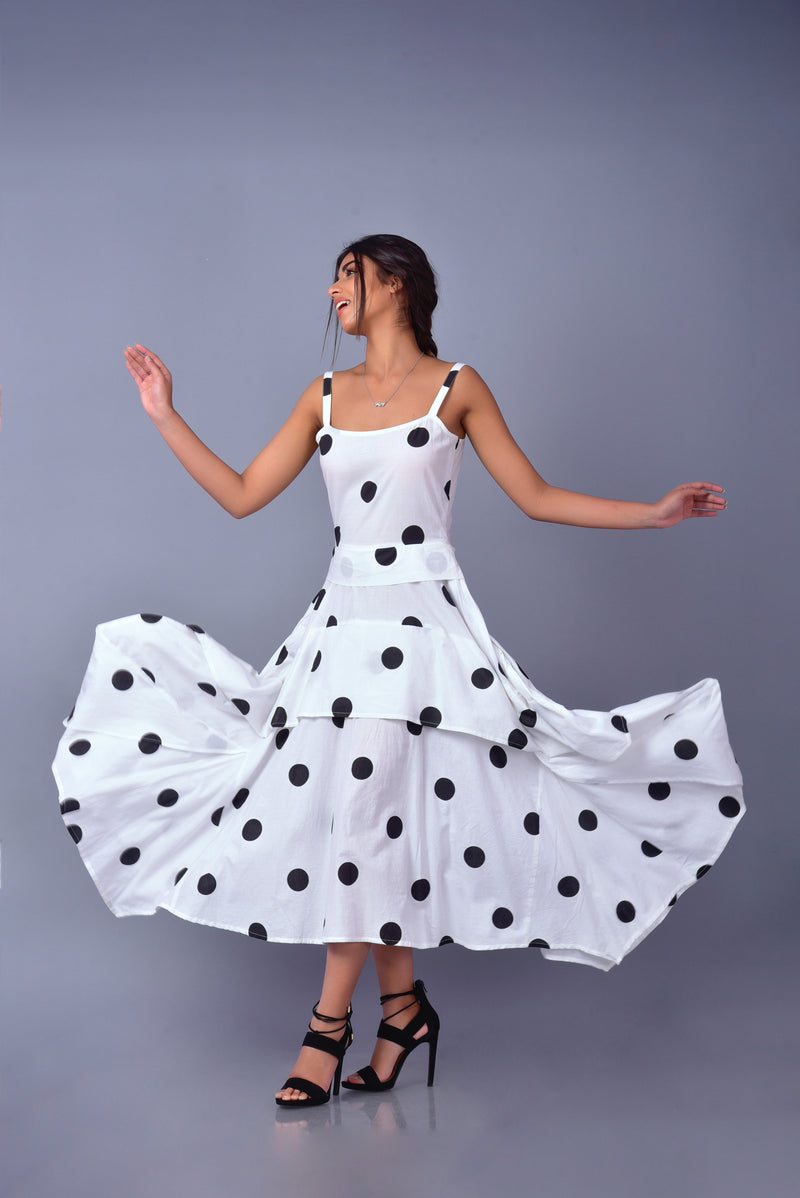 Hand Block Printed Polka Dot Dress | Organic Sustainable Fashion | Long Summer Dress