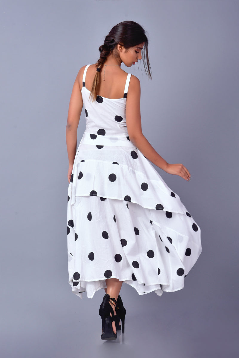 Hand Block Printed Polka Dot Dress | Organic Sustainable Fashion | Long Summer Dress