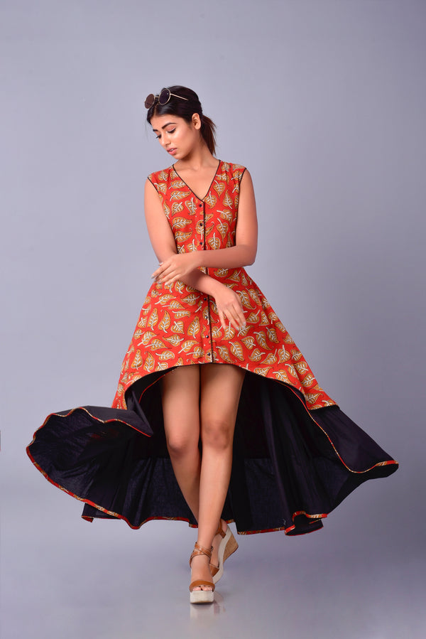 Beech dress |Printed Long Dress | Bagru Hand Block Printing