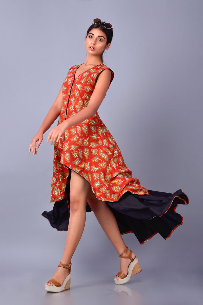 Beech dress |Printed Long Dress | Bagru Hand Block Printing