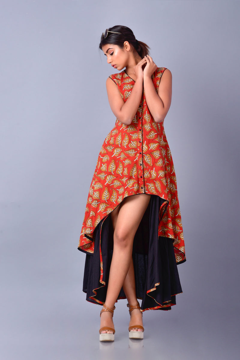 Beech dress |Printed Long Dress | Bagru Hand Block Printing