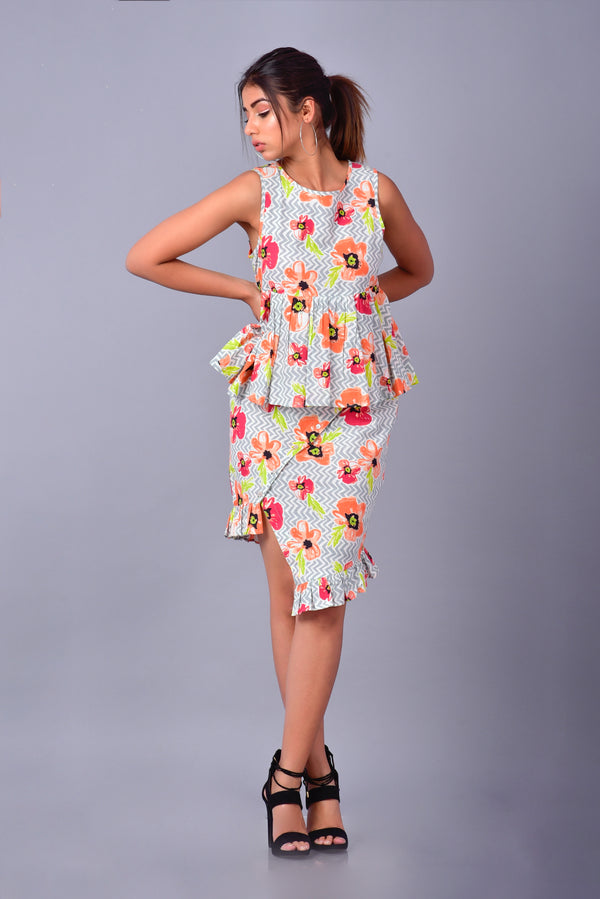 CORN ROSE DRESS - Floral Print Midi Dress