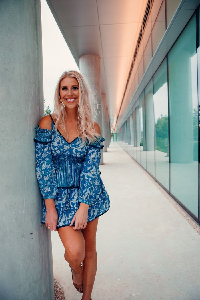 Natural Indigo Peplum Dress | Summer Dress | Intense Blue Shades Origin Pink Natural Indigo Peplum Dress | Summer Dress | Intense Blue Shades Origin Pink