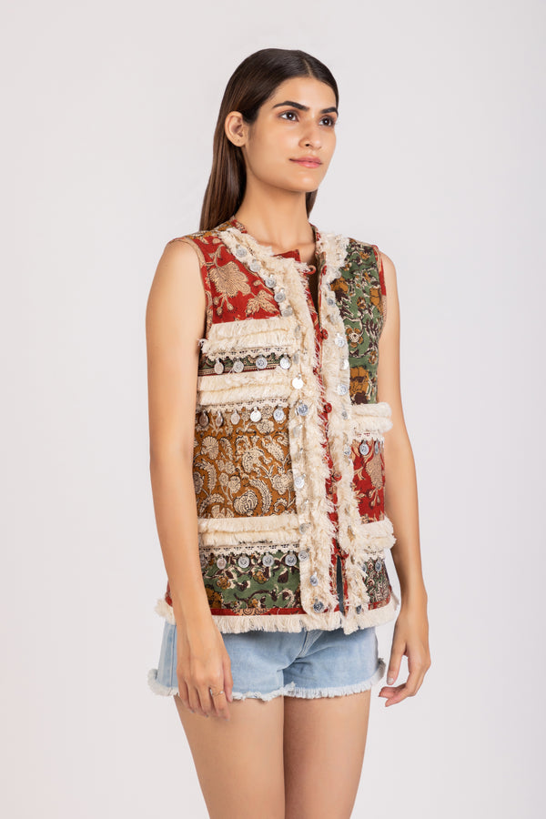 Bonita Vest | Boho Floral | Hand Block Printed Vest