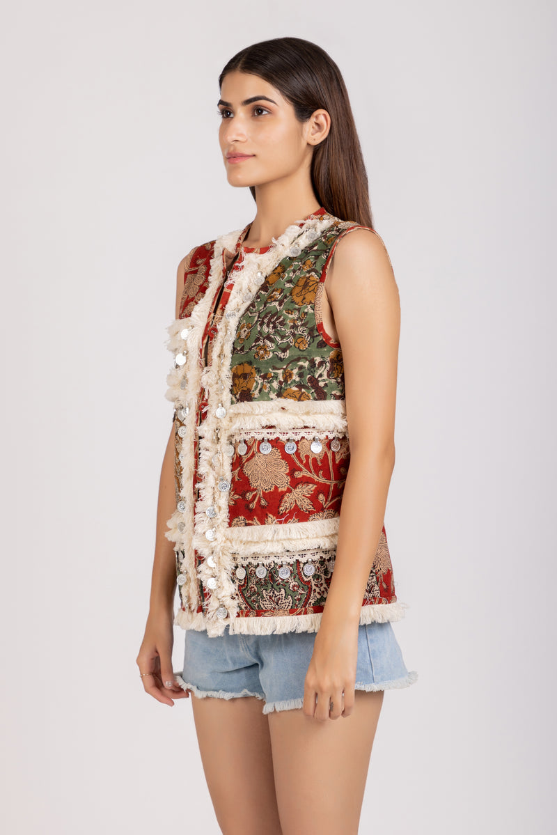 Bonita Vest | Boho Floral | Hand Block Printed Vest